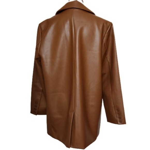 🆕️⬇️🎉HOST PICK🎉 Rebecca Minkoff Cognac Lambskin Leather Blazer - Picture 9 of 14